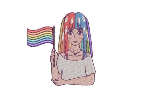 A Review of the Anime Girl Holding a Pride Flag Embroidery Design