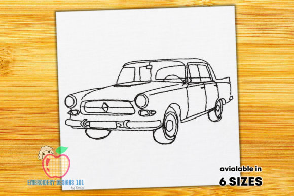 A Vintage Car Embroidery Design for Holiday Gifts & Seasonal Collections