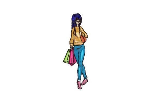 Anime Girl Carrying Shopping Bags Embroidery Design Review