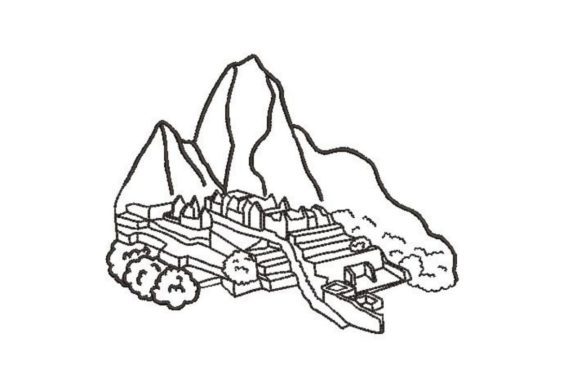 Machu Picchu Embroidery Design for Branded Merchandise
