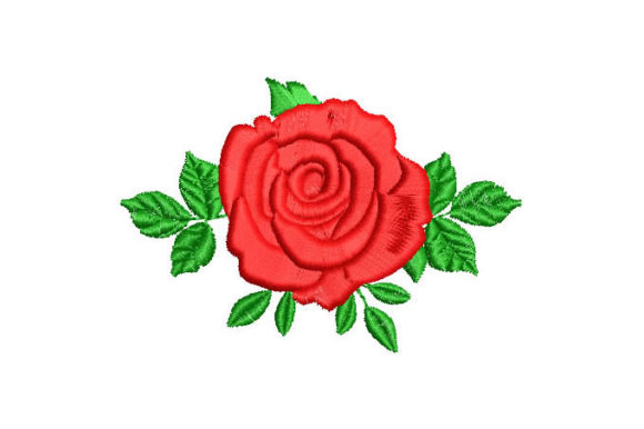 Rose with Green Leaf: A Seasonally Versatile Embroidery Design