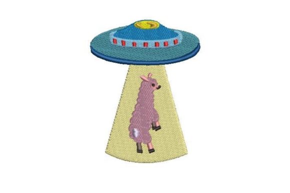 UFO Abducting a Llama: A Playful Boutique Embroidery Design